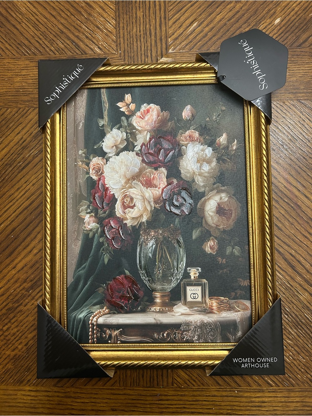 Gold Framed Floral Still Life Wall Art size 12x16.5”